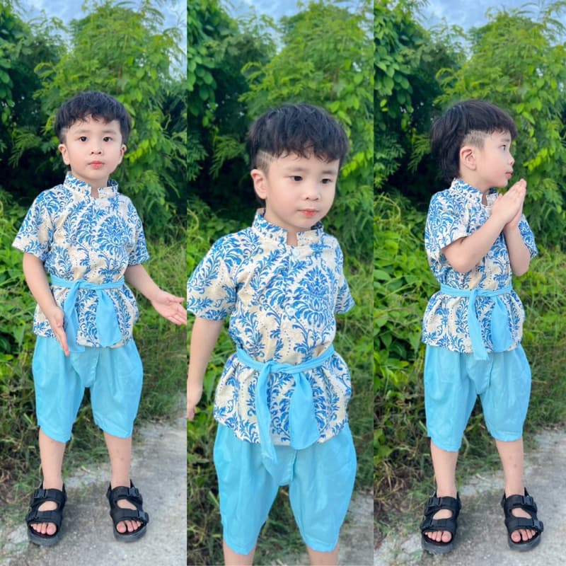 # ชุดเด็กไทยลายใหม่ งานผ้าใหมอิตาลี ใส่สบาย ไม่คัน รูปที่ 6