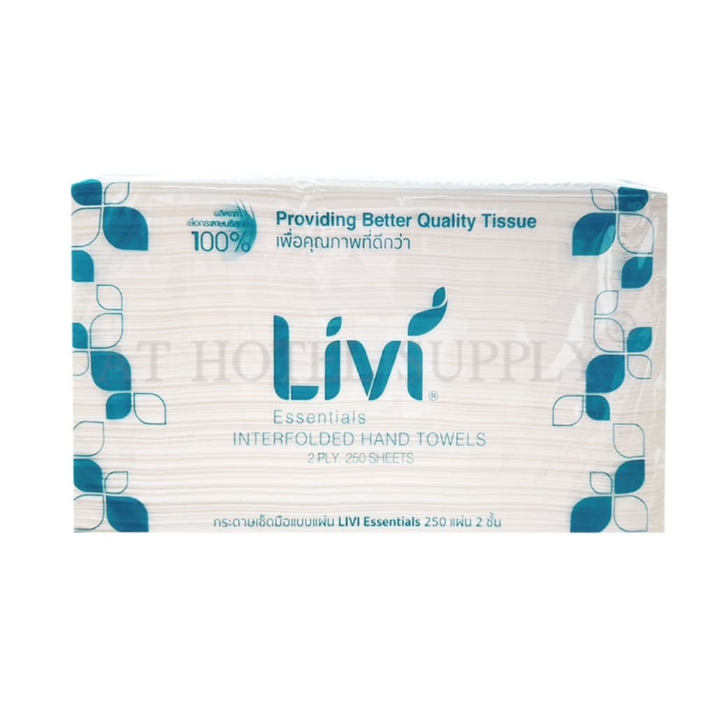 Livi กระดาษเช็ดมือ หนา 2 ชั้น บรรจุ 250 แผ่น, จำนวน 3 ห่อ ผลิตจากเยื่อกระดาษบริสุทธิ์ 100% รูปที่ 2