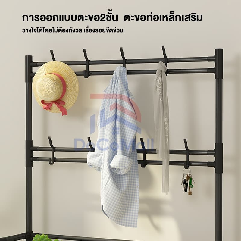 ชั้นวางรองเท้า ราวแขวนเสื้อ ชั้นวางรองเท้าอเนกประสงค์ 4/5 ชั้น 60/80 ซม. สีดำสีขาวสองสีแฟชั่นและเรียบง่าย รูปที่ 5