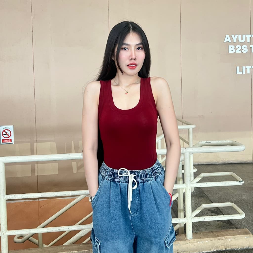 MesubShopเสื้อกล้ามเรย่อน ทรงรัดรูป ผ้ายืดเยอะมาก สาวอวบใส่ได้ ใส่พรางหุ่น เก็บทรงดีมาก รุ่น กล้ามอุด้ง รูปที่ 3