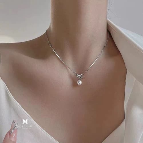 MEET French Pearl ไข่มุกสีขาว สร้อยคอเงิน925 สร้อยไข่มุก จี้ไข่มุก สร้อยคอเพชร สร้อยแฟชั่น รูปที่ 6