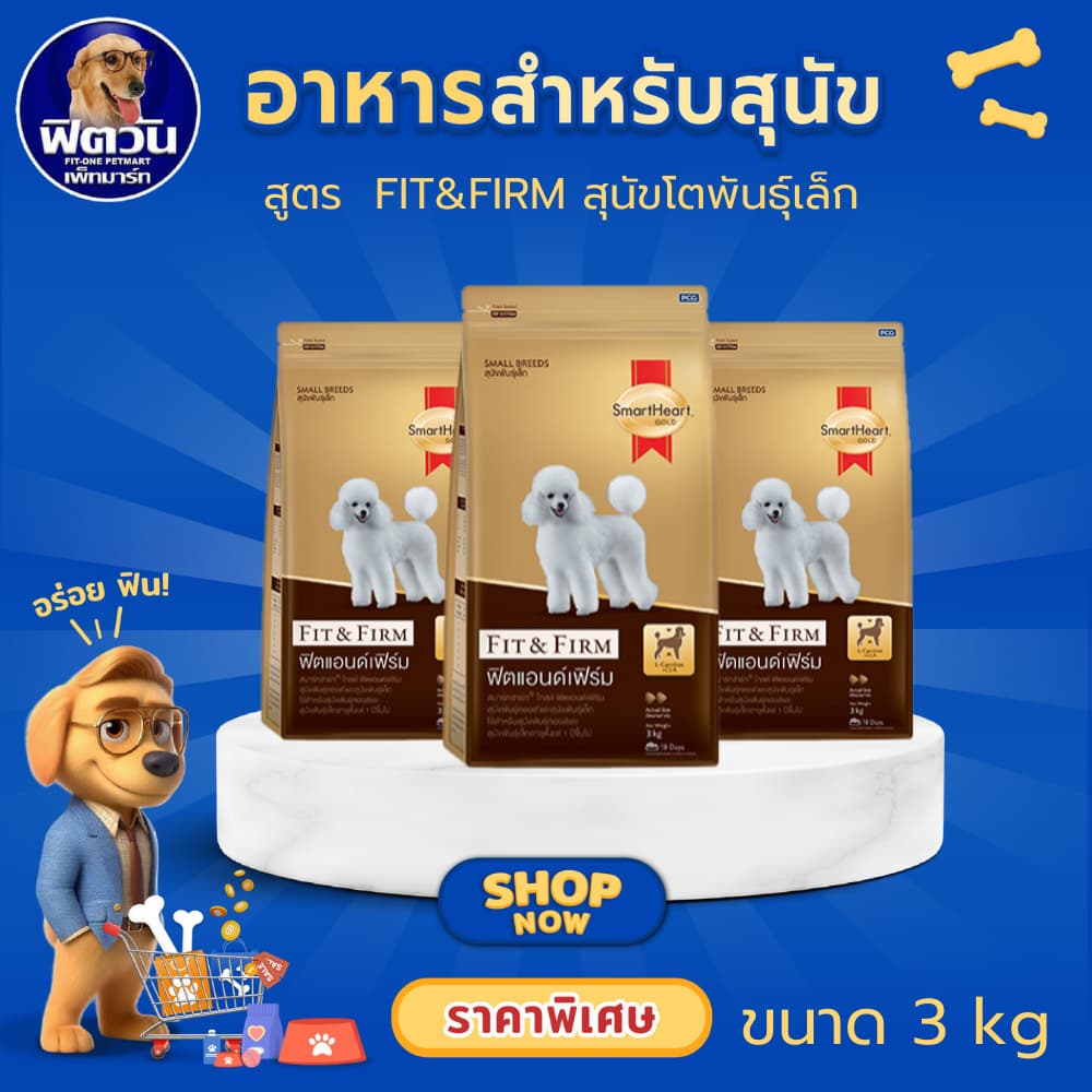 SmartHeart Gold Fit & Firm Adult Small Breed อาหารเม็ดสำหรับสุนัขโตพันธุ์เล็ก 1 ปีขึ้นไป ขนาด 3 กิโลกรัม{อาหารสุนัขเม็ด} รูปที่ 1