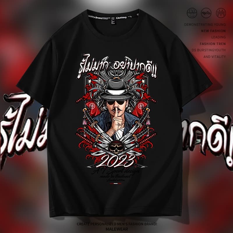 D816เสื้อยืดแขนสั้ง ผ้านุ่มยืดได้ใส่สบายฯ ลายแฟชั่งสวยน่ารักใส่ได้ทั้งชายและหญิง รูปที่ 2
