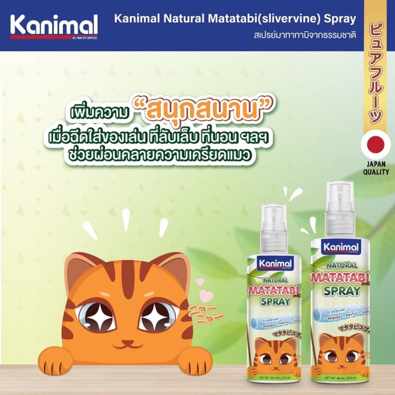 Kanimal Catnip Spray & Matatabi สเปรย์แคทนิป มาทาทาบิ กัญชาแมว ให้แมวผ่อนคลาย ลดความเครียด มี 2 ขนาด รูปที่ 3