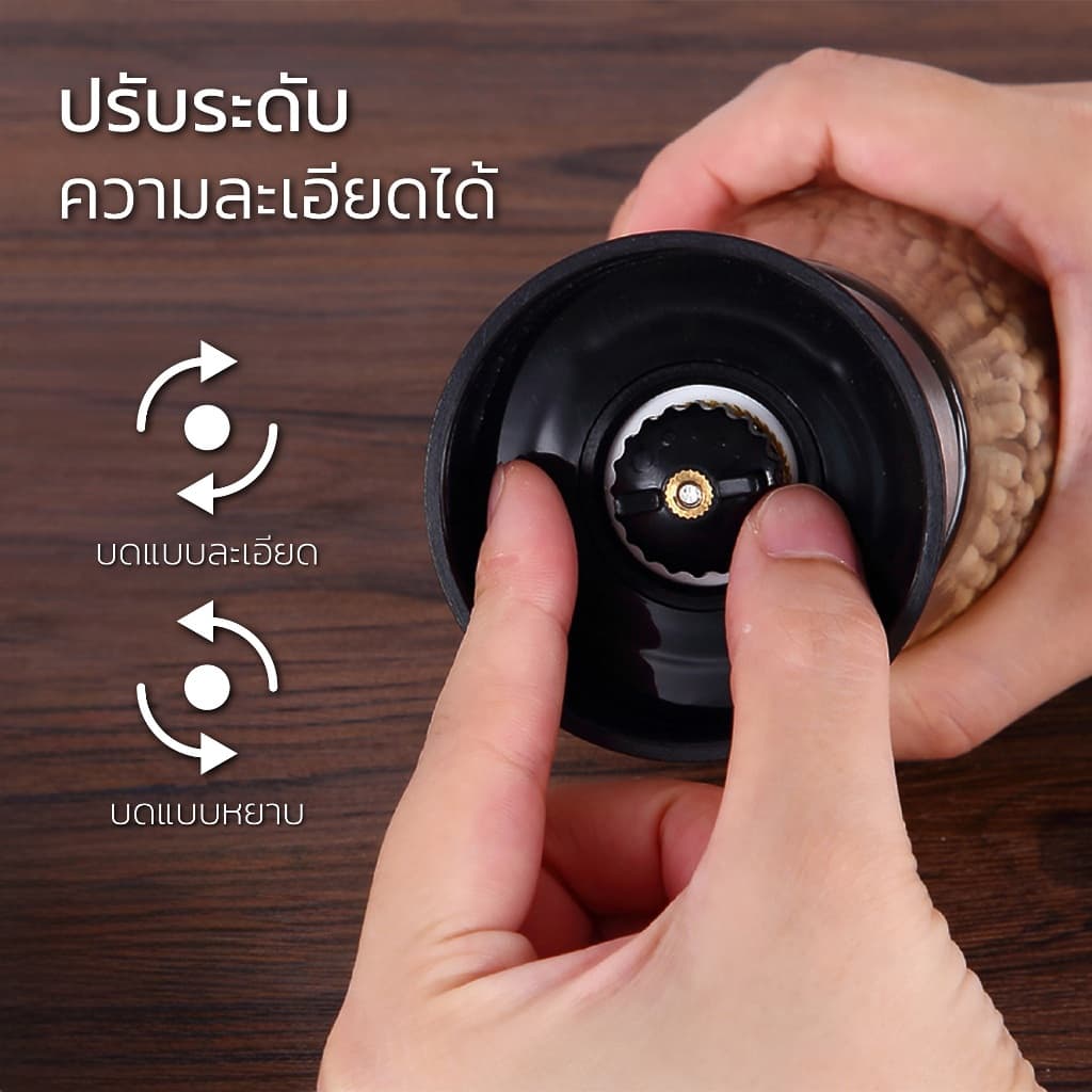 HOMEC ที่บดพริกไทย ที่ใส่พริกไทย pepper grinder สามารถปรับความละเอียดในการบดได้ ฝาปิดแบบใส รูปที่ 3