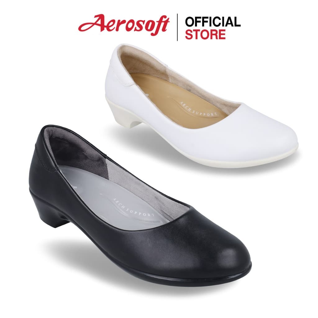 Aerosoft (แอโร่ซอฟ)  รองเท้าคัทชูผู้หญิง เพื่อสุขภาพ รองเท้าคัทชูสีดำ รุ่น CW3433(ไม่มีหมุดโลโก้)