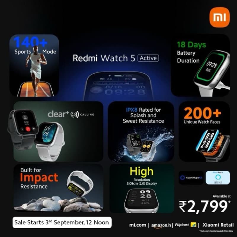 Redmi Watch 5 Active นาฬิกาอัจฉริยะ นาฬิกาสมาร์ทวอทช์ หน้าจอ 2 นิ้ว LCD รูปที่ 3