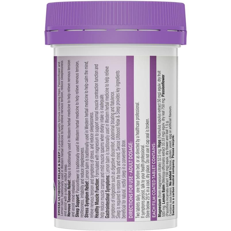 Swisse Ultiboost Relax & Sleep 60 Tablets ลดความเครียด ช่วยการนอนหลับ รูปที่ 3
