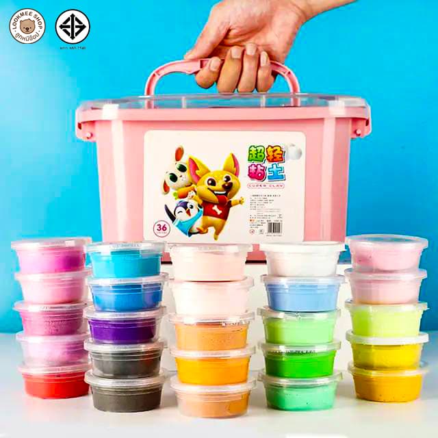 ดินเบาเกาหลี แป้งปั้น แป้งโดว พร้อมกล่องเก็บและอุปกรณ์ปั้น 1ชุด 12สี ปลอดภัยต่อเด็ก ไม่มีสารพิษ รูปที่ 4