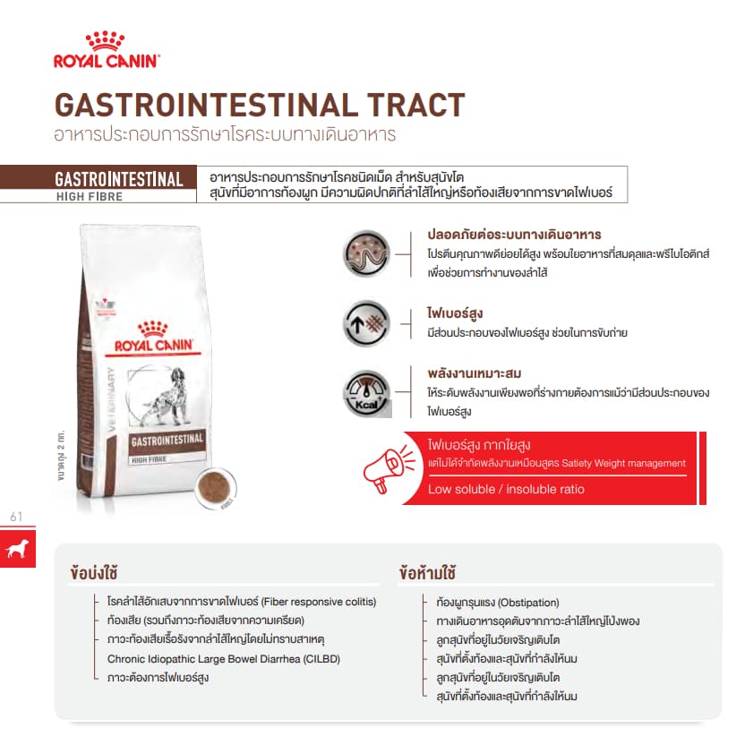 Royal Canin Gastro Intestinal High Fibre Response 1 kg and 3 kg อาหารสุนัข ท้องผูก 1 kgและ 3 kg รูปที่ 3