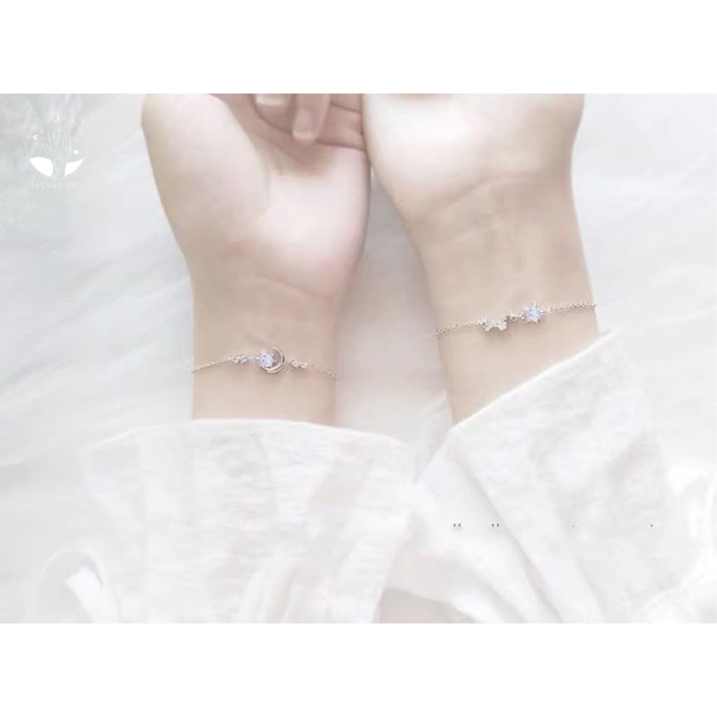 MNLNight Lover สร้อยข้อมือ พระจันทร์ดาว สำหรับคู่รัก ความหมายดี เครื่องประดับแฟชั่นเงินแท้ สไตล์มินิมอล เกาหลี ครบรอบ รูปที่ 5