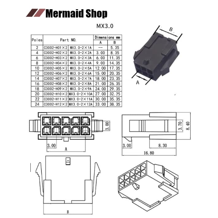 MX3.0 ปลั๊ก 2-24 ช่อง PCI-E Connector Terminal Crimp Pin Plug 5557 รูปที่ 2