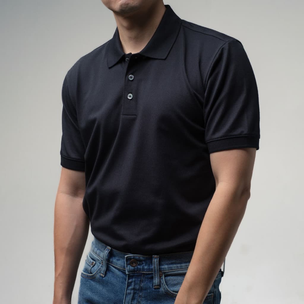 era-won เสื้อโปโล แขนสั้น ทรงสลิม Polo Shirt สี Black รูปที่ 5