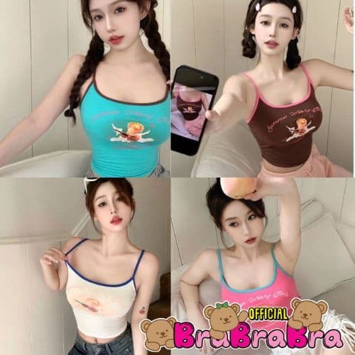 𝑩𝒓𝒂𝑩𝒓𝒂𝑩𝒓𝒂 #bra-240 เสื้อ สายเดี่ยว ครอปท็อป ฟองน้ำในตัว สไตล์ Y2K รูปที่ 1