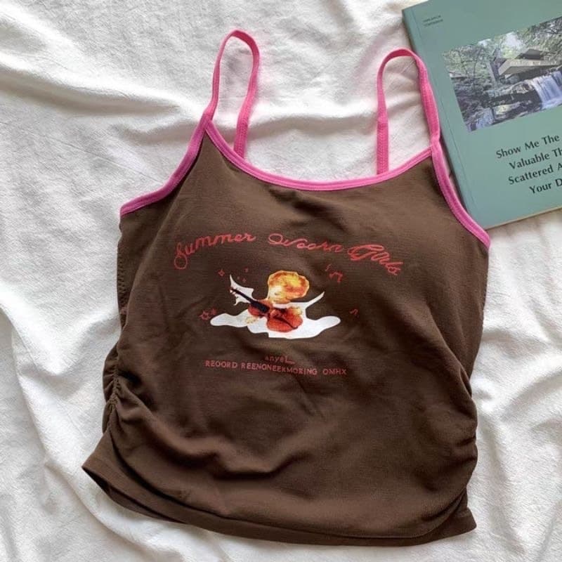 𝑩𝒓𝒂𝑩𝒓𝒂𝑩𝒓𝒂 #bra-240 เสื้อ สายเดี่ยว ครอปท็อป ฟองน้ำในตัว สไตล์ Y2K รูปที่ 6