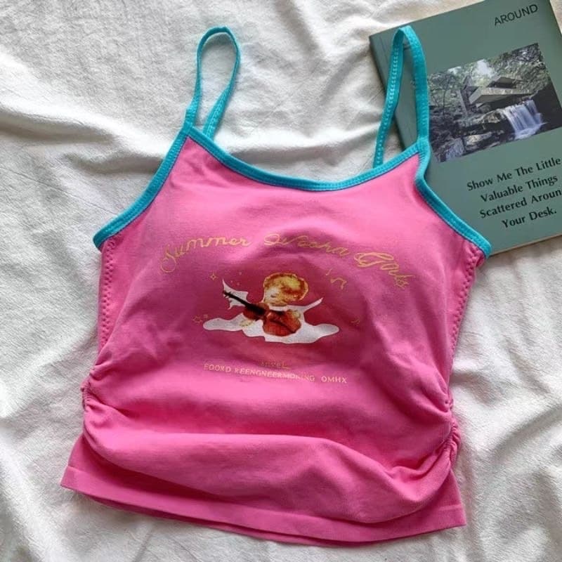 𝑩𝒓𝒂𝑩𝒓𝒂𝑩𝒓𝒂 #bra-240 เสื้อ สายเดี่ยว ครอปท็อป ฟองน้ำในตัว สไตล์ Y2K รูปที่ 5