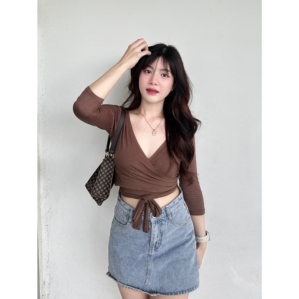 PIN113 ครอปท๊อปผูกเอว DJ รูปที่ 1