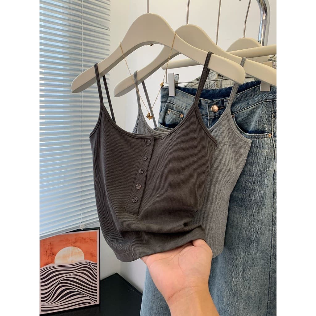 เสื้อสายเดี่ยวผ้าร่องผ้านิ่มใส่สบายมีฟองน้ำในตัว สามารถใส่เเมทได้กับทุกสไตส์ รุ่น B-102 สินค้า จากไทย รูปที่ 6