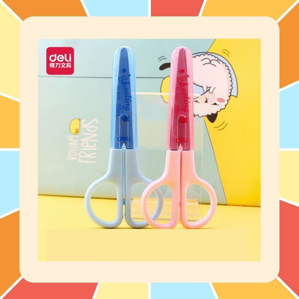 Deli กรรไกร กรรไกรตัดกระดาษ น้ำหนักเบา สีน่ารัก ขนาดเล็กกำลังดี มีหลายแบบ รูปที่ 1