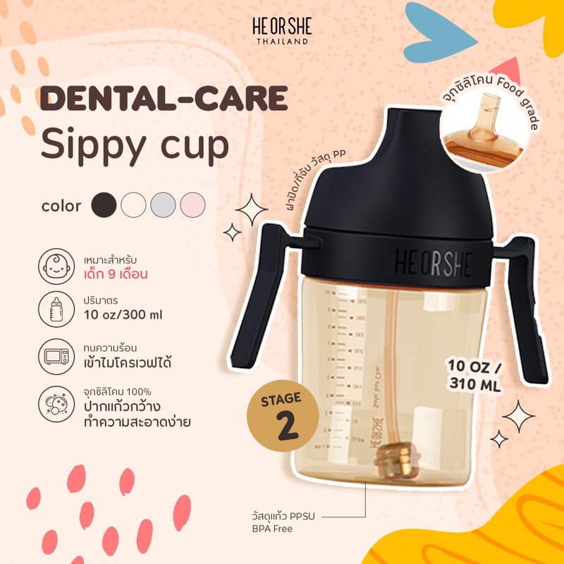 ส่งด่วน!!แท้Heorsheแก้วรุ่นใหม่ สีชาPPSUแก้วหัดดื่มฟันสวยDental-CareSippyCup**จุกออกแบบลิขสิทธิ์เฉพาะ อัพเกรดPPSU รูปที่ 5