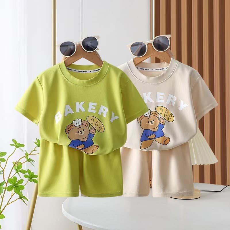 BAKERY05 ชุดเซ็ตเด็ก เสื้อแขนสั้นและกางเกงขาสั้น ชุดเจ้าหมี รูปที่ 1