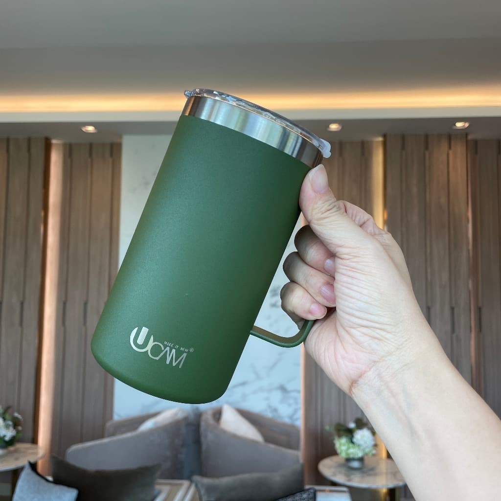 Ucamแก้วเก็บอุณหภูมิแบบมีหูจับขนาด 20ออนซ์ หรือ 600ml เก็บความร้อน-เย็นดีมาก รูปที่ 4