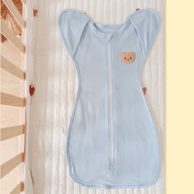 Cali-NEW​BORN​ SLEEPING​ BAG ถุงนอน ห่อตัวกันสะดุ้ง 0-3 เดือน ปักหมีผ้าCotton USA *ป้าย Cali Baby รูปที่ 3