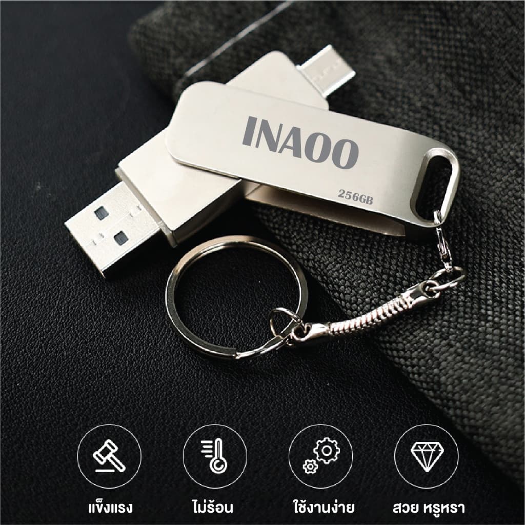 แฟลชไดรฟ์ ที่สำรองข้อมูล Flash Drive OTG 2in1 USB/TYPE-C 32GB/64GB/128GB/256GB ใช้ได้ทั้งมือถือ Android/IOS/PC รูปที่ 2