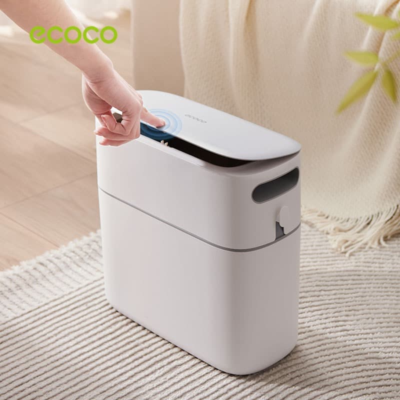 ECOCO ถังขยะ 8 ลิตร 12 ลิตร ถังขยะในห้องน้ำ ในตัวสองชั้น เปิดเพียงคลิกเดียว ถุงขยะ รูปที่ 5