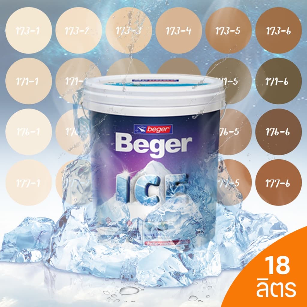 Beger ICE เบเยอร์ ไอซ์ สีน้ำตาล ฟิล์มกึ่งเงา 18 ลิตร สีทาภายนอกและภายใน สีทาบ้านลดอุณหภูมิ เช็ดล้างทำความสะอาดได้ รูปที่ 1