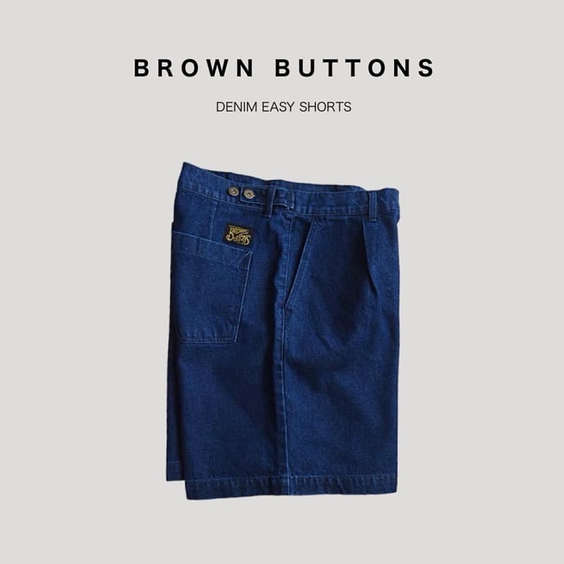 BROWN BUTTONS EASY DENIM SHORTS กางเกงยีนส์ฟอก ขากว้าง รูปที่ 8