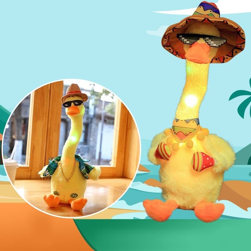เป็ดพูดได้ ตุ๊กตาเป็ดน้อยน่ารัก พูดตามได้ มีเสียงเพลง100+ เป็ดฮาวาย The New Duck พูดตาม อัดเสียงได้ มีเพลง รูปที่ 2