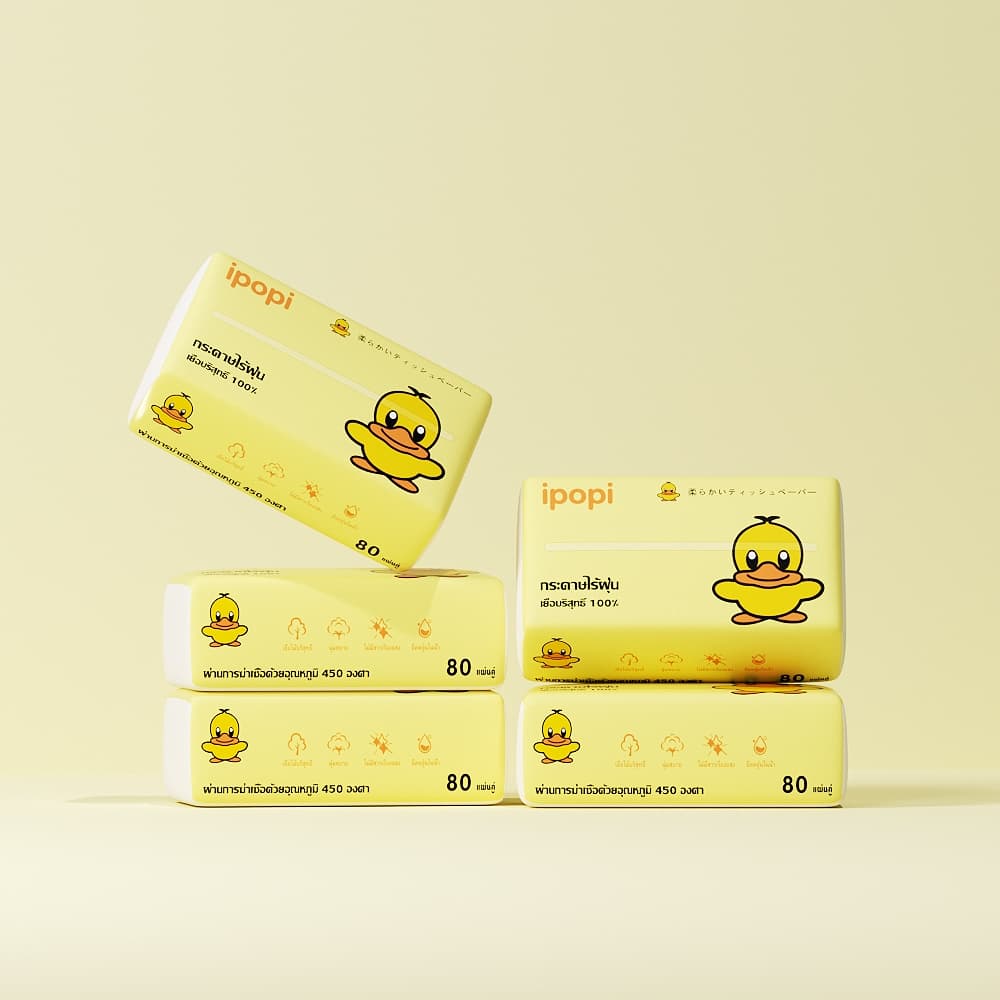 ใหญ่กว่า ประหยัดกว่าIpopi ทิชชู่เช็ดหน้าแบบดึง 1ห่อ 80 แผ่น 2 ชั้น รูปที่ 1