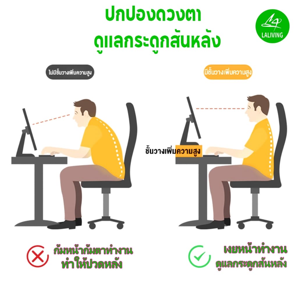 ชั้นวางจอคอม ชั้นวางโน้ตบุ๊ค ขาตั้งจอคอม ที่วางคอมพิวเตอร์ พร้อมที่เก็บคีย์บอร์ด จัดระเบียบเดสก์ท็อป รับน้ำหนักได้10กก. รูปที่ 3