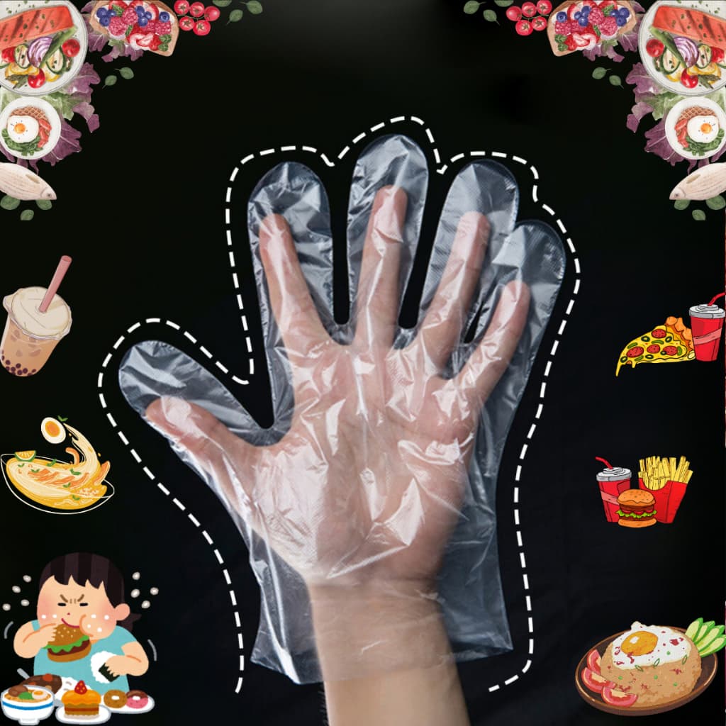 P136 ถุงมือพลาสติก คละลาย Food grade ใช้สะดวก พกพาง่าย ถุงมือจับอาหาร ถุงมือ พลาสติก ใช้แล้วทิ้ง SP รูปที่ 5