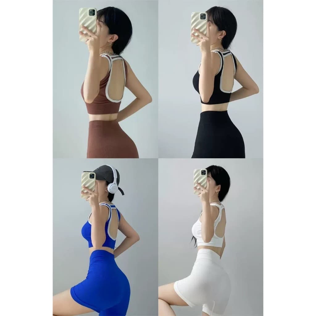 ชุดออกกำลังกายผู้หญิง สปอร์ตบรา ผ้ายืด เสื้อ+กางเกง สปอร์ตบราออกกำลังกาย MJ binbinzhao รูปที่ 2