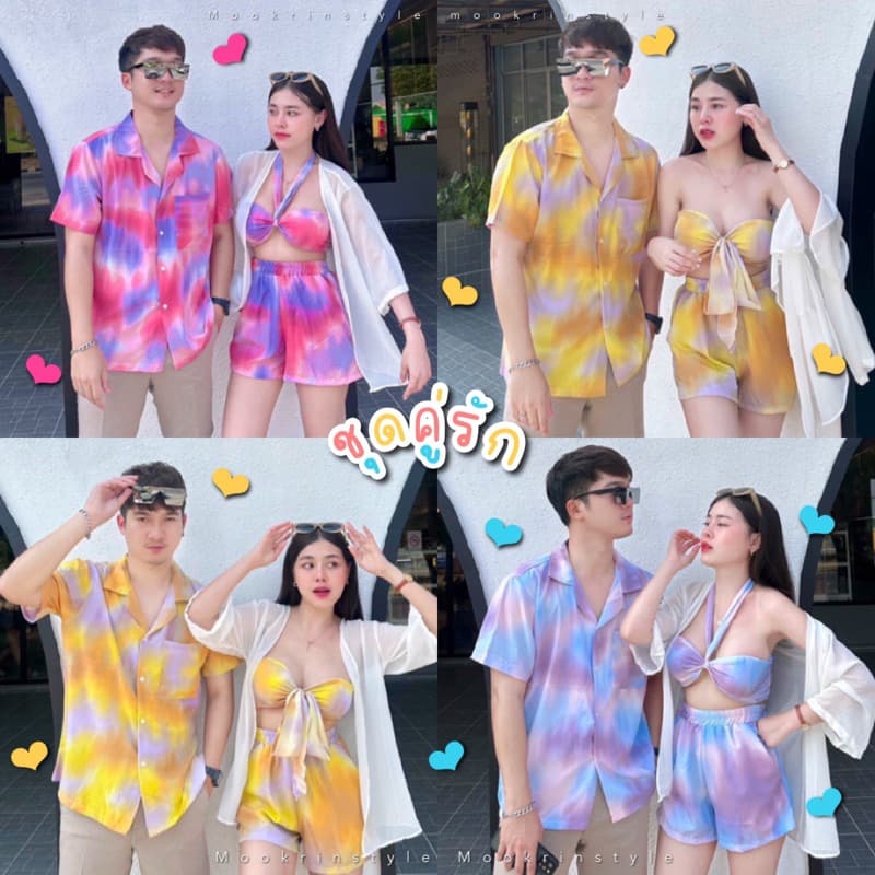 ชุดเซทคู่รัก Mookrinstyle ชุดคู่รัก เสื้อฮาวายผู้ชาย มินิเดรสพร้อมหมวกผู้หญิง เซทคู่ ไปทะเล ไปเที่ยว รูปที่ 8