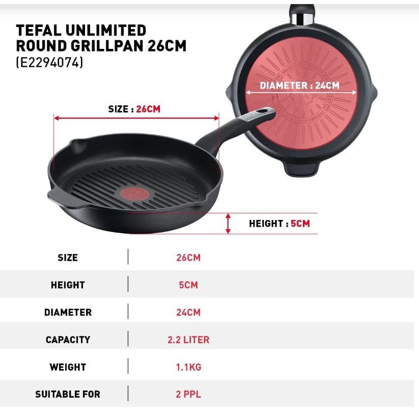 Tefal กระทะสำหรับย่าง Unlimited ขนาด 26 ซม. รุ่น E2294074 รูปที่ 7