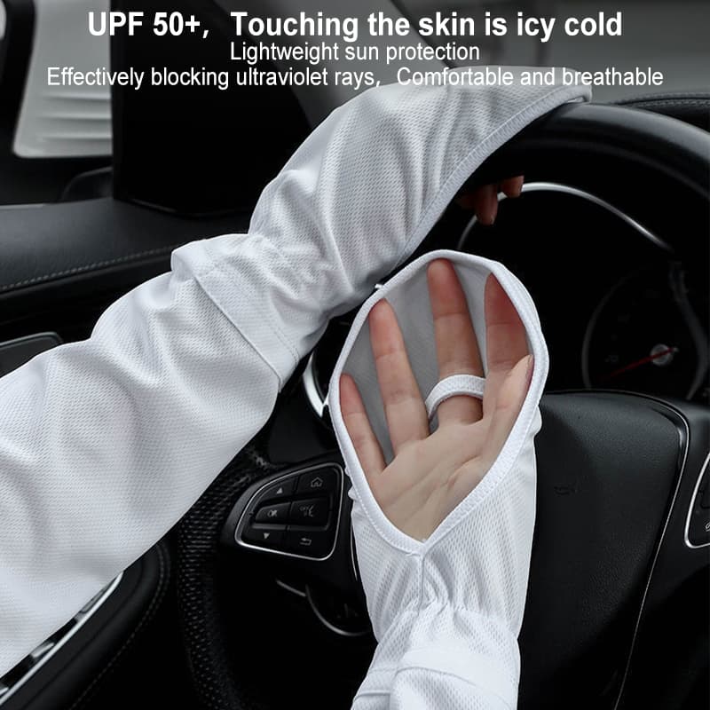 ปลอกแขน กันแดด ผ้าเรยอน กันuv UPF50+ ครอบคลุมหลังมือ รูปที่ 8