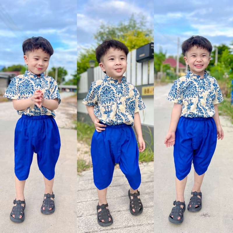 # ชุดเด็กไทยลายใหม่ งานผ้าใหมอิตาลี ใส่สบาย ไม่คัน รูปที่ 4
