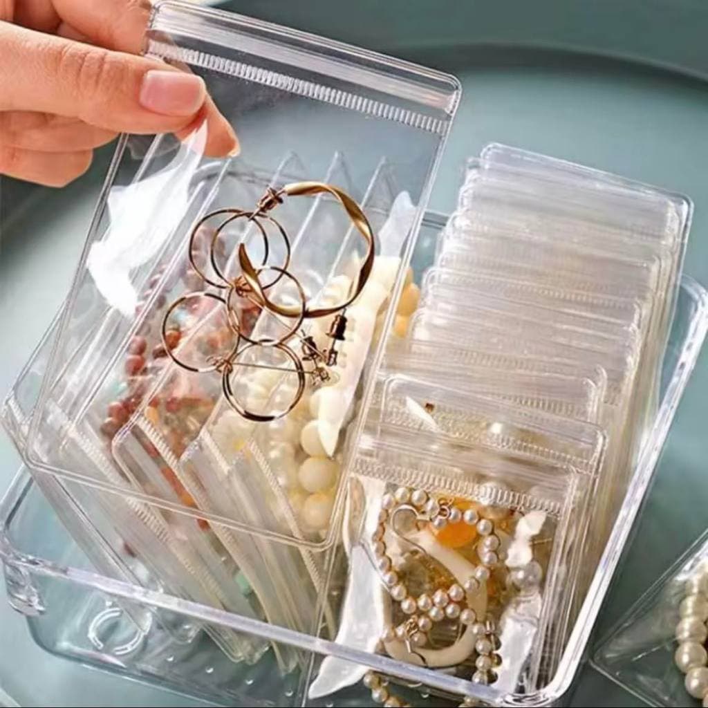 100 ใบ ถุงซิป PVC ใสขาว ใส่เครื่องประดับ คุณภาพดี แพ็คละ 100 ใบ ถุงล็อค รูปที่ 3
