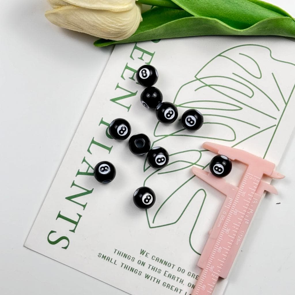 จี้ลูกปัด ขาวดำ จี้เลข8 สำหรับทำเครื่องประดับ diy รูปที่ 2