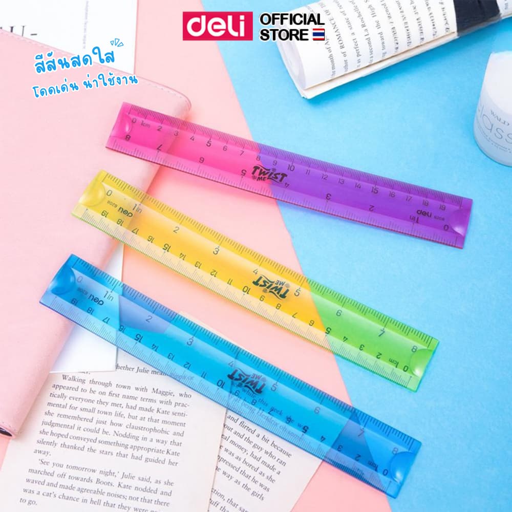 ไม้บรรทัดงอได้ 8 นิ้ว Deli 6208 นิ่ม ยืดหยุ่น ไม่หักง่าย สีสันสดใส เหมาะนักเรียน Soft Ruler รูปที่ 3