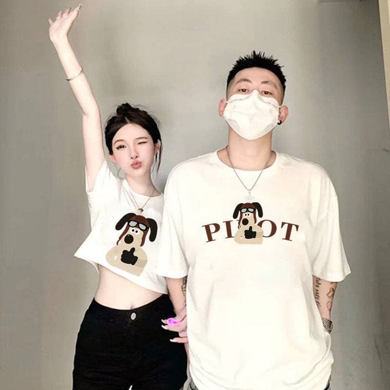 เสื้อคู่ เสื้อยืด คอกลมวินเทจ แขนสั้น เสื้อคู่แฟน E8007-ES8007 รูปที่ 1