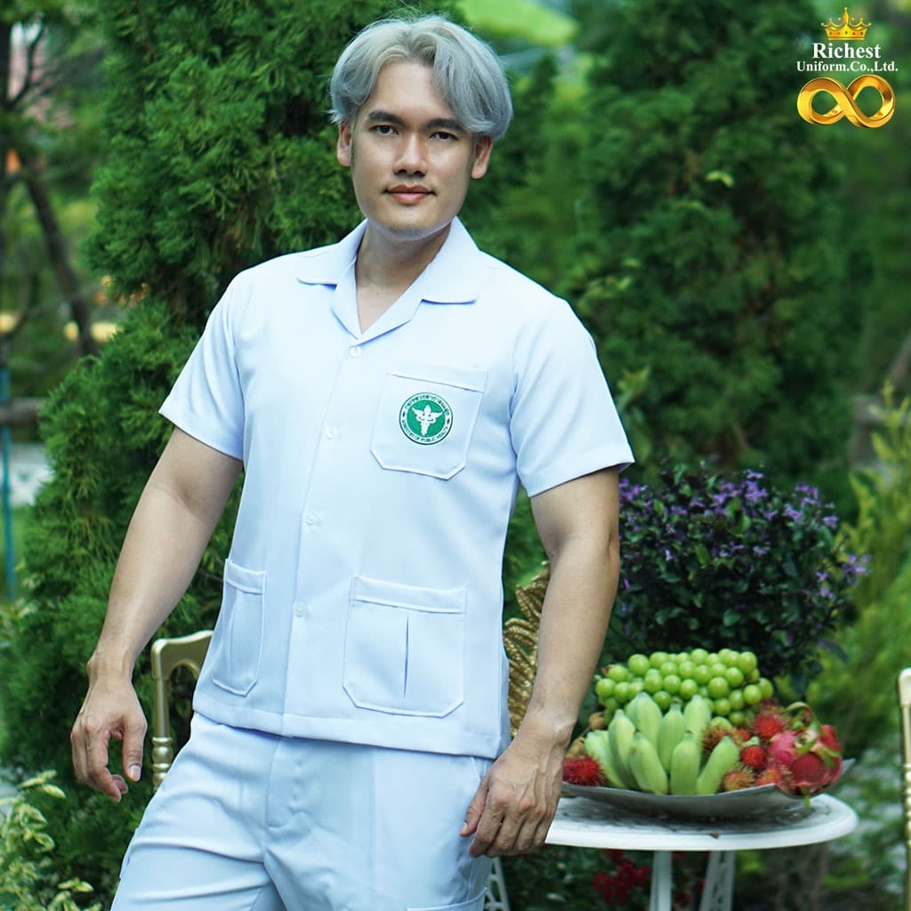เสื้อกาวน์ คอปก ผ้าวาเลนติโน่ ปักตรากระทรวงสาธารณสุข รูปที่ 6