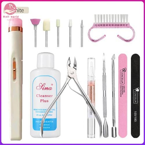Nail World ชุดเครื่องมือสว่านขัดเล็บ เล็บสำหรับเอาหนังกำพร้ายูวีเจลทำความสะอาดแปรง / แถบขัด / เหล็กดัน / โภชนาการปากกา รูปที่ 1