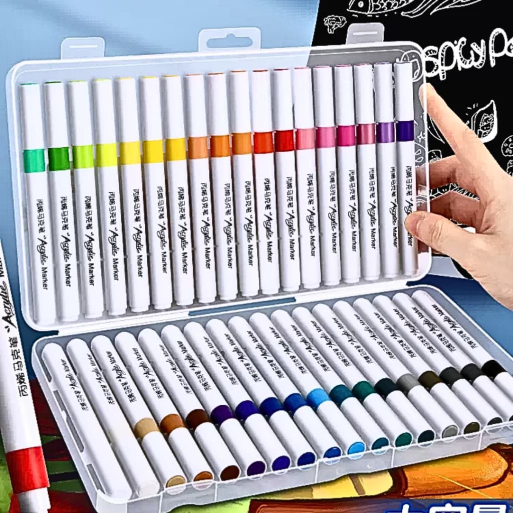 ปากกาอะคริลิค Acrylic Marker Pen หมึกกันน้ำ เขียนได้ทุกพื้นผิว สีสวยสดใส มีให้เลือกตั้งแต่ 12 - 72 สี รูปที่ 3