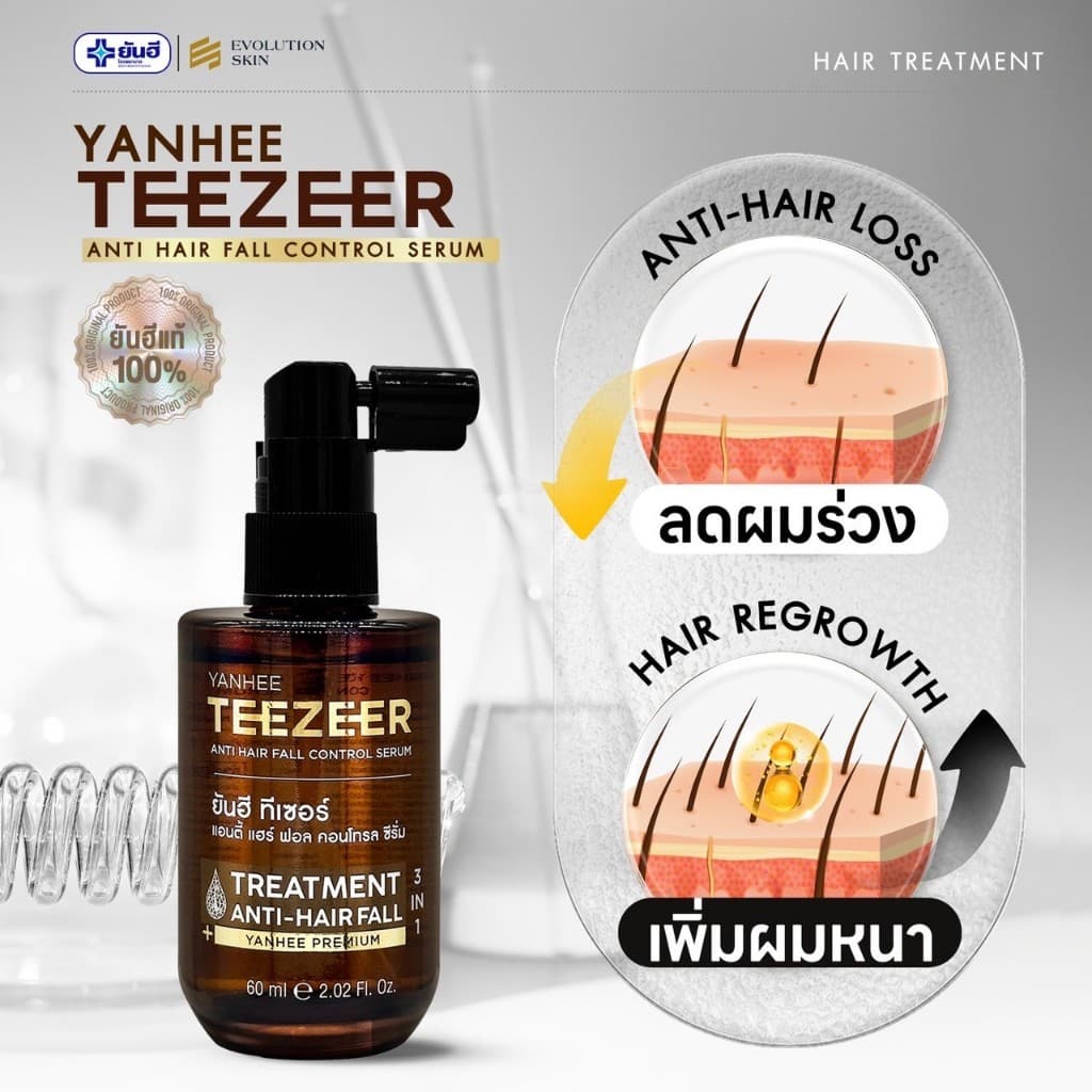 YANHEE TEEZEER ยันฮีทีเซอร์เซรั่ม เซรั่มปลูกผม 1 ขวด 60 ml ลดผมร่วง ปิดผมบาง ชะลอผมหงอก เร่งผมยาว ผมดกดำ รูปที่ 5