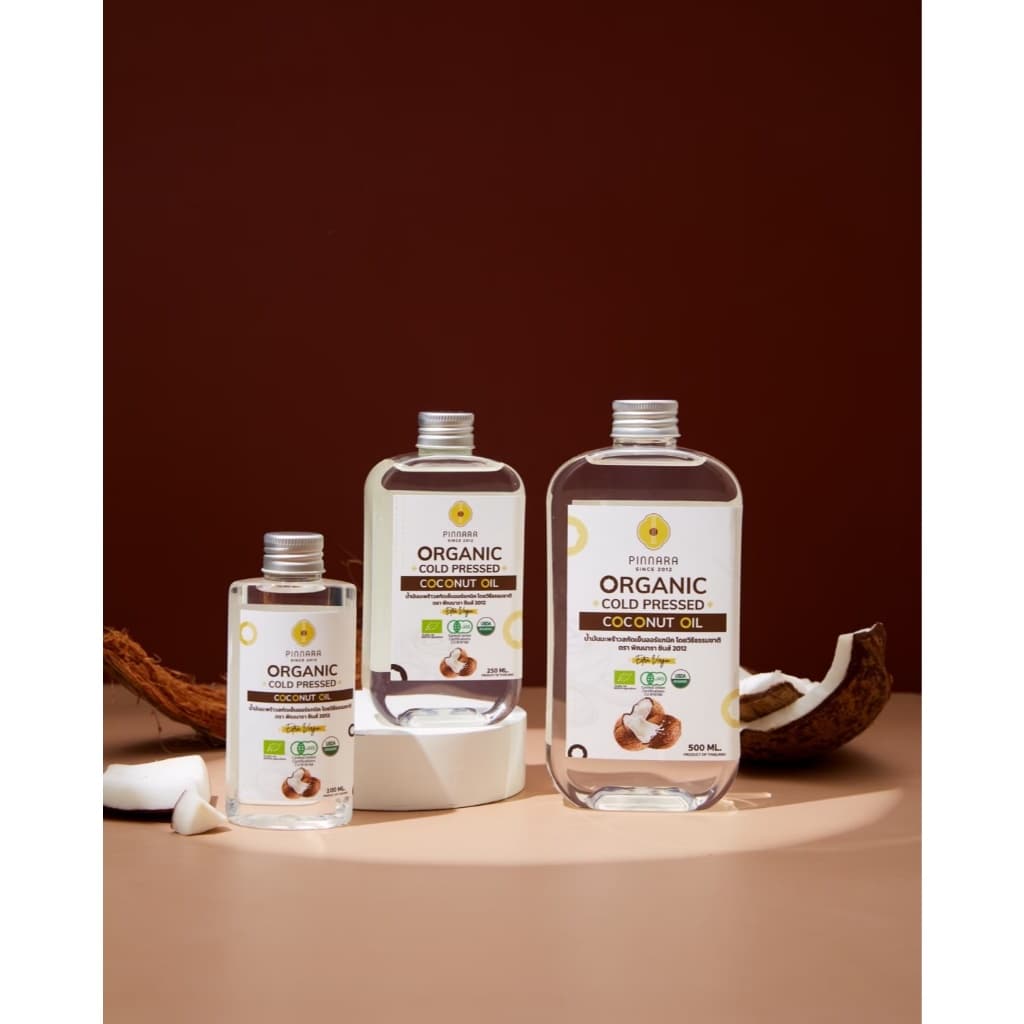 Pinnara น้ำมันมะพร้าวสกัดเย็นออร์แกนิค 100/250/500 ml Organic Cold Pressed Coconut Oil รูปที่ 4