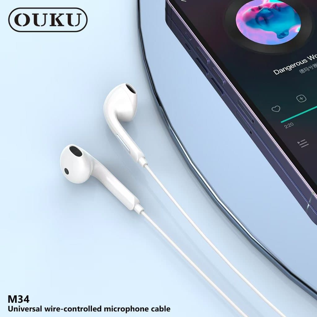 หูฟัง OUKU M34 หูฟังแบบมีสาย พร้อมไมค์ สำหรับ Aux 3.5mm.คุยโทรศัพท์ได้ ฟังเพลง คุณภาพเสียงดี รูปที่ 6